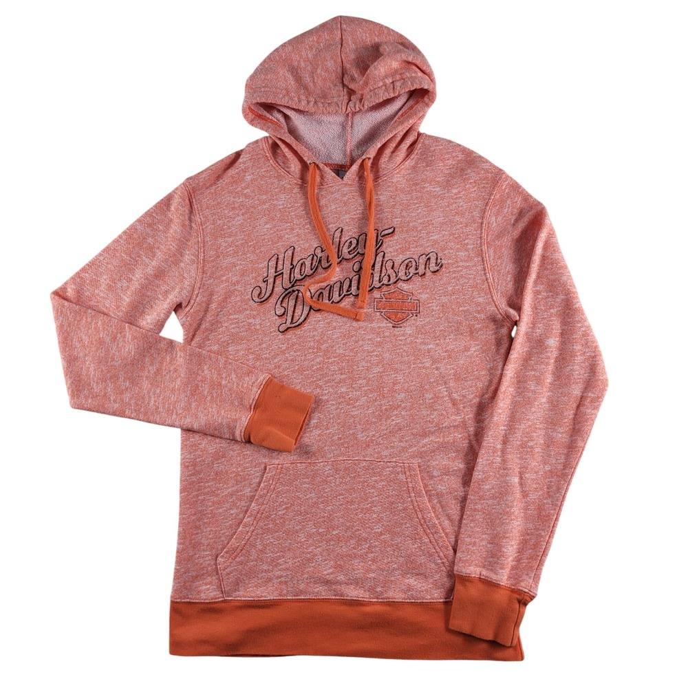 Harley-Davidson Terry Cloth Hoodie Women's Medium Orange Mackinaw City Michigan